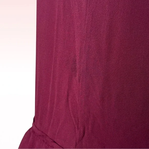THEORY Burgundy Rinoe Georgette Silk Ruffle Drop Waist Dress (Sz 2) THEORY Burgundy Rinoe Georgette Silk Ruffle Drop Waist Dress (Sz 2)